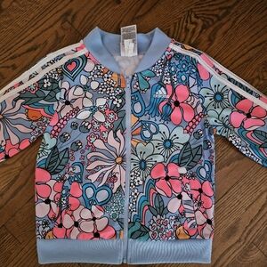 Adidas NWOT"S  Kids Floral Sport Jacket - Blue and Pink